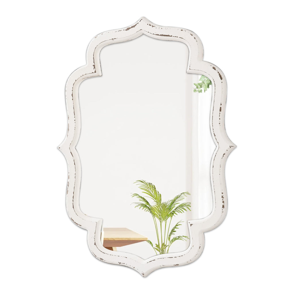 Rustic Scalloped Oval Mirrors 18 X 24 Inch, Wood Frame