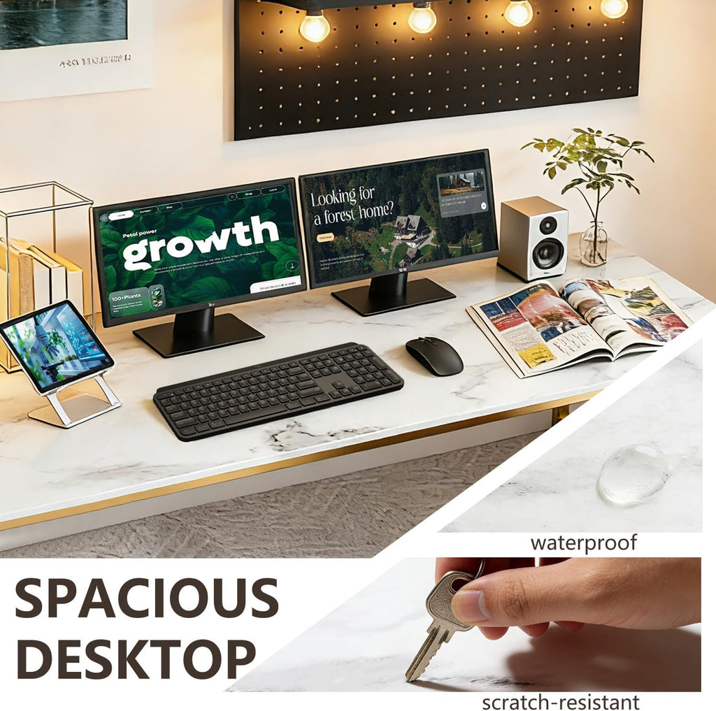 Computer Desk,Home Office Desk, Modern Simple Style Study Writing (Gold, 55 Inch)