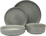 Pasco 16 Piece (Service for 4) Plates and Bowls Double Bowl Reactive Glaze Dishes Stoneware Ceramic Dinnerware Set