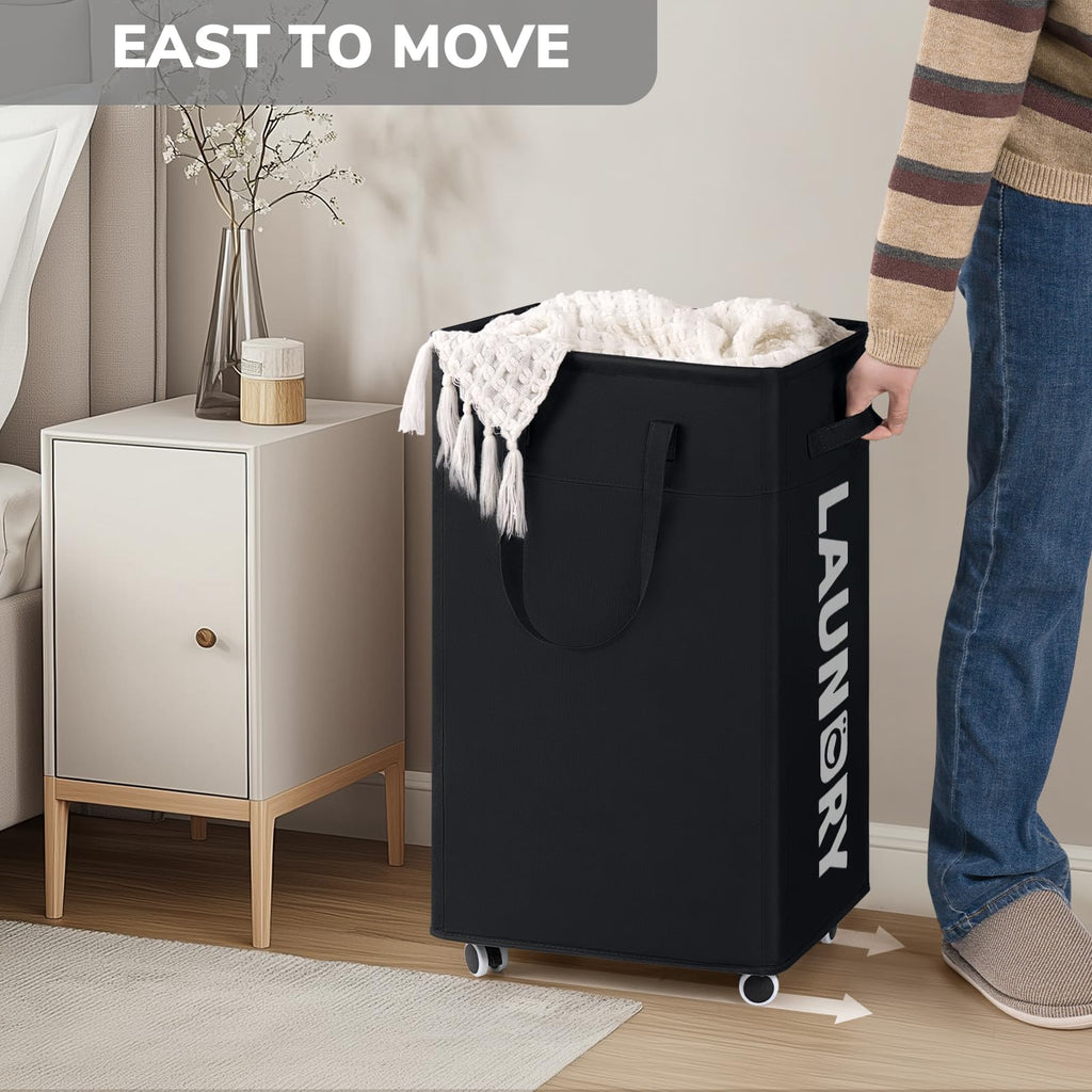 75L Roling Dirty Clothes Hamper with Removable Wash Bag