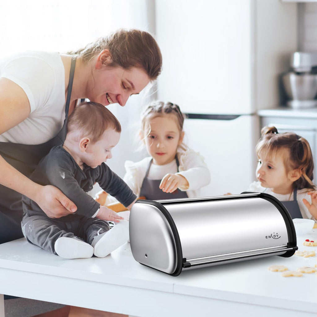 Counter, Stainless Steel Roll Top Bread Bin