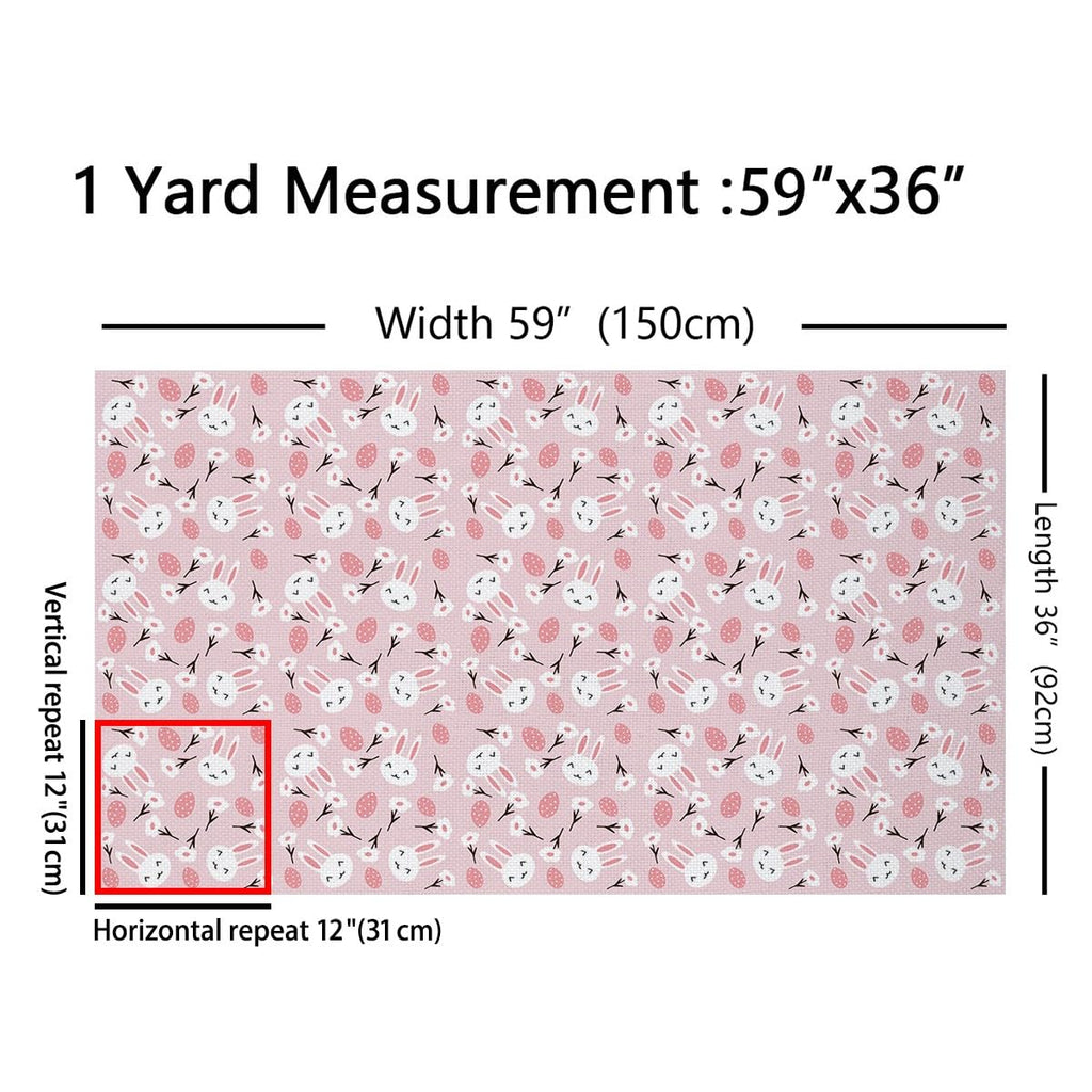 Cartoon Rabbits Easter Fabric by The Yard 2 Yards Soft