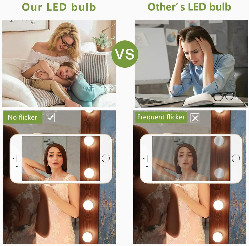 G25 LED Globe Light Bulbs Glass, E26 Base, Warm White 2700K, 6 Pack