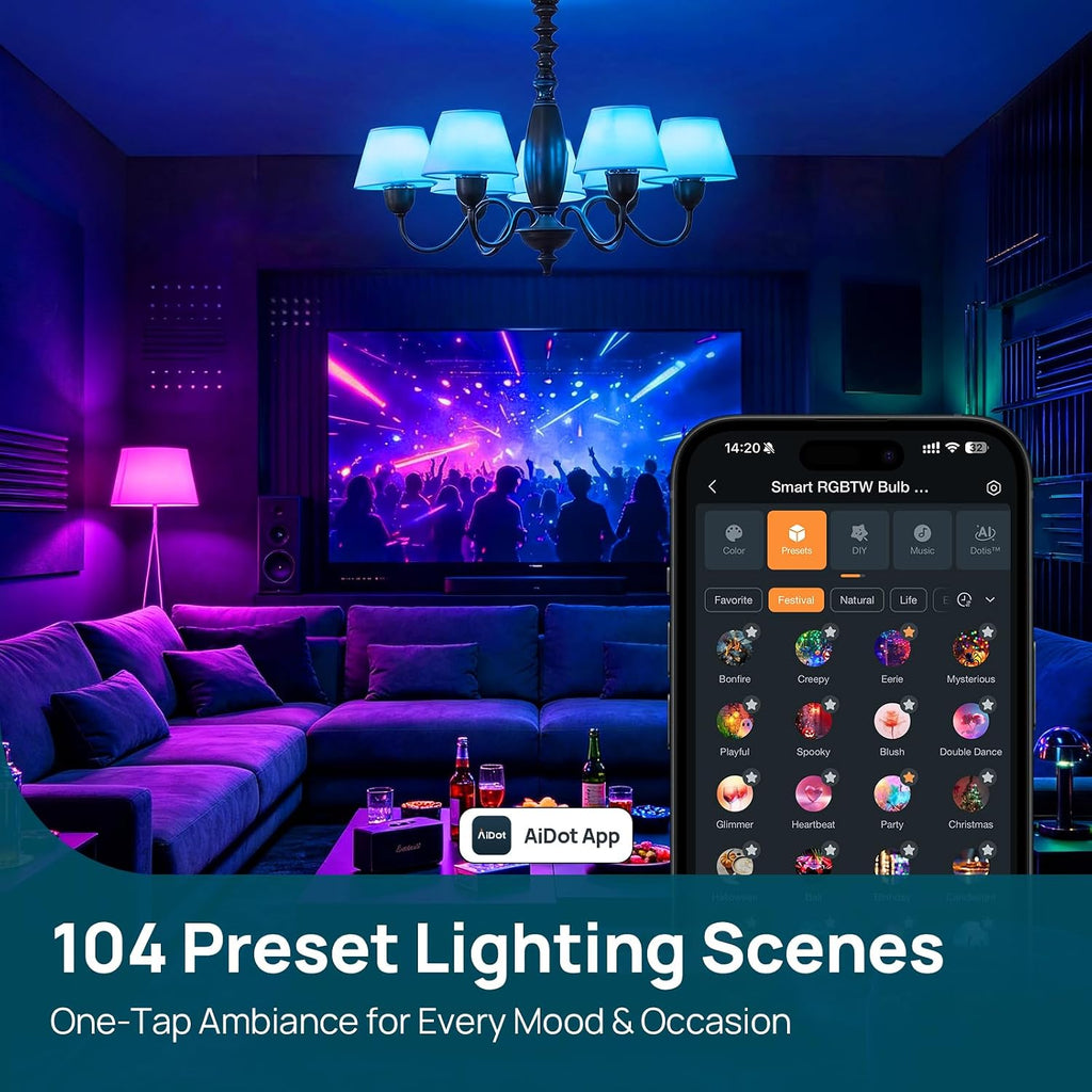 Smart Light Bulbs, Compatibale with Alexa, Google Home, AiDot