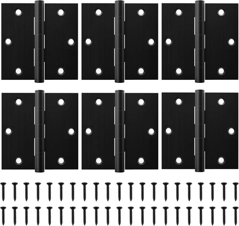 Ball Bearing Door Hinges, 3.5 x 3.5 Inches Square Hinges, Square Corner Stainless Steel, Heavy Duty Door Hinges