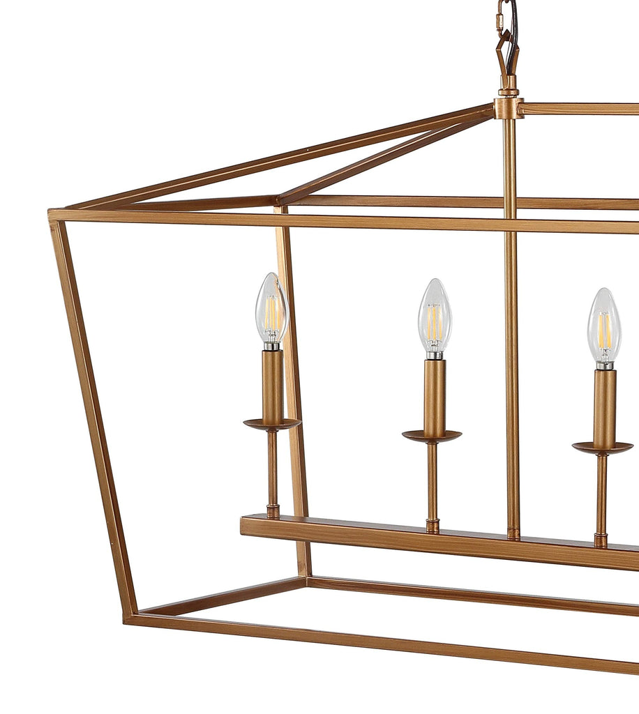 Pagoda 6-Light Pendant 49" Cage, Antique Gold