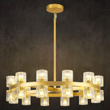 Modern Crystal 24-Light Chandelier, Brass Gold 24" Round Wagon Wheel Chandeliers, Dining Room Chandelier Over Table,Indoor Chandelier Lighting Fixtures,for Living Room, Bedroom, Bathroom A117-B0DPHMVW8V