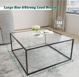 Glass Coffee Table Modern Center Table,Minimalist Coffee Table Sofa Side Tea Table,Tempered Glass-top with Sturdy