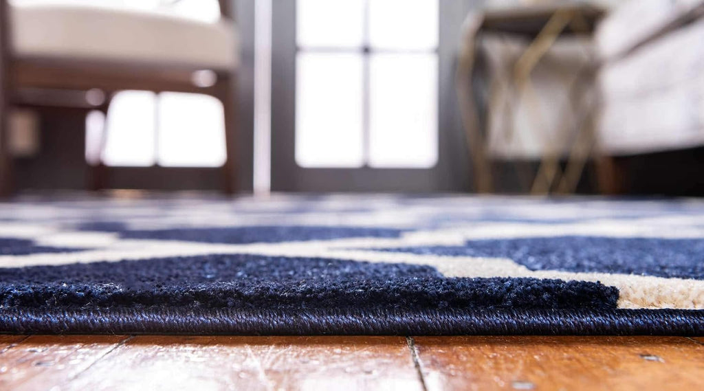 Trellis Collection Area Rug - San Antonio Rectangle, Navy Blue/ Beige)