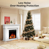43. 39" Fireplace TV Stand with Mantel - Electric Fireplace Heater, Wooden Entertainment Center, Adjustable LED Flame