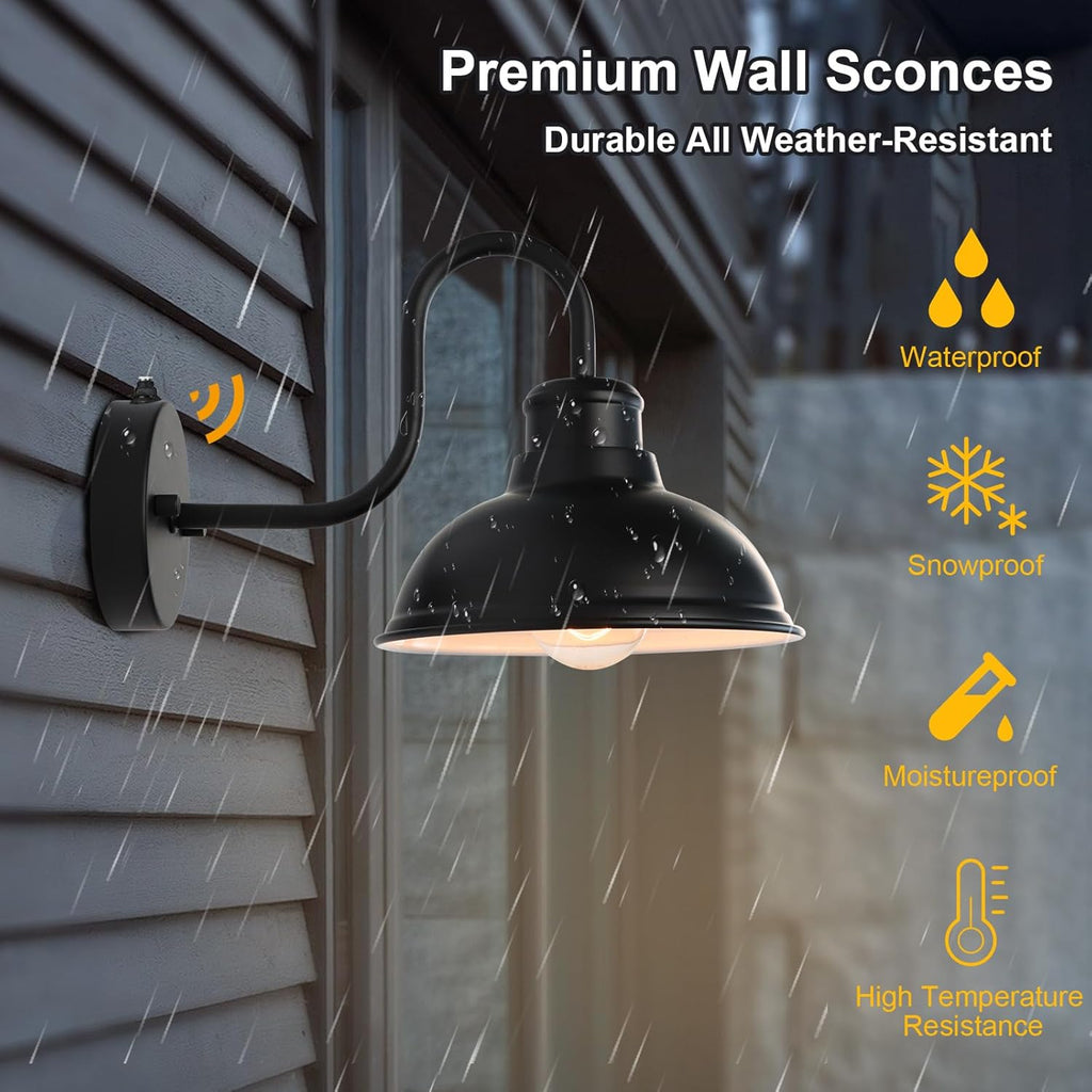 Dusk to Dawn Outdoor Wall Sconces, Exterior Farmhouse Gooseneck Barn Light