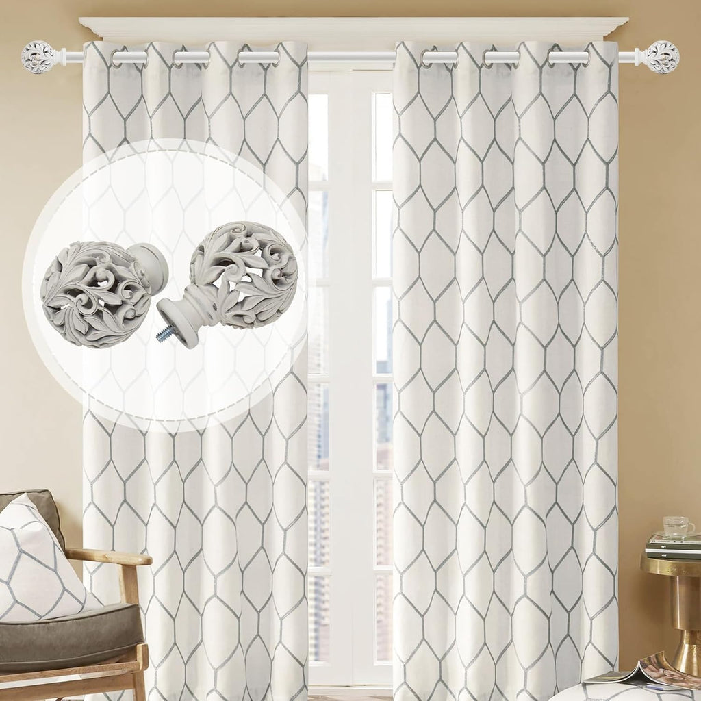 2Pack Bronze Curtain Rods 36 to 88 inch (3-7.3 ft), 1 Inch Diameter Adjustable Heavy Duty Decorative Curtain Rods - Set of 2
