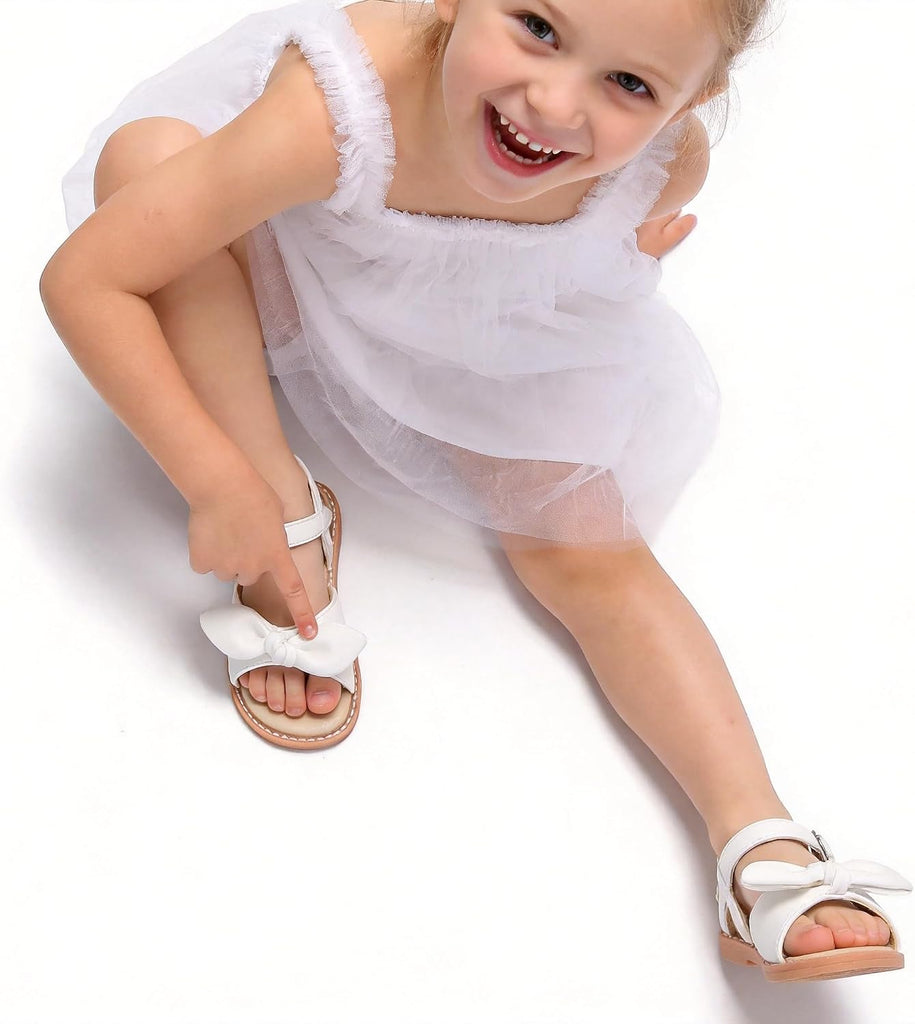 Toddler Girls Sandals Wedding Flower Girl Dress Shoes Open Toe Flats
