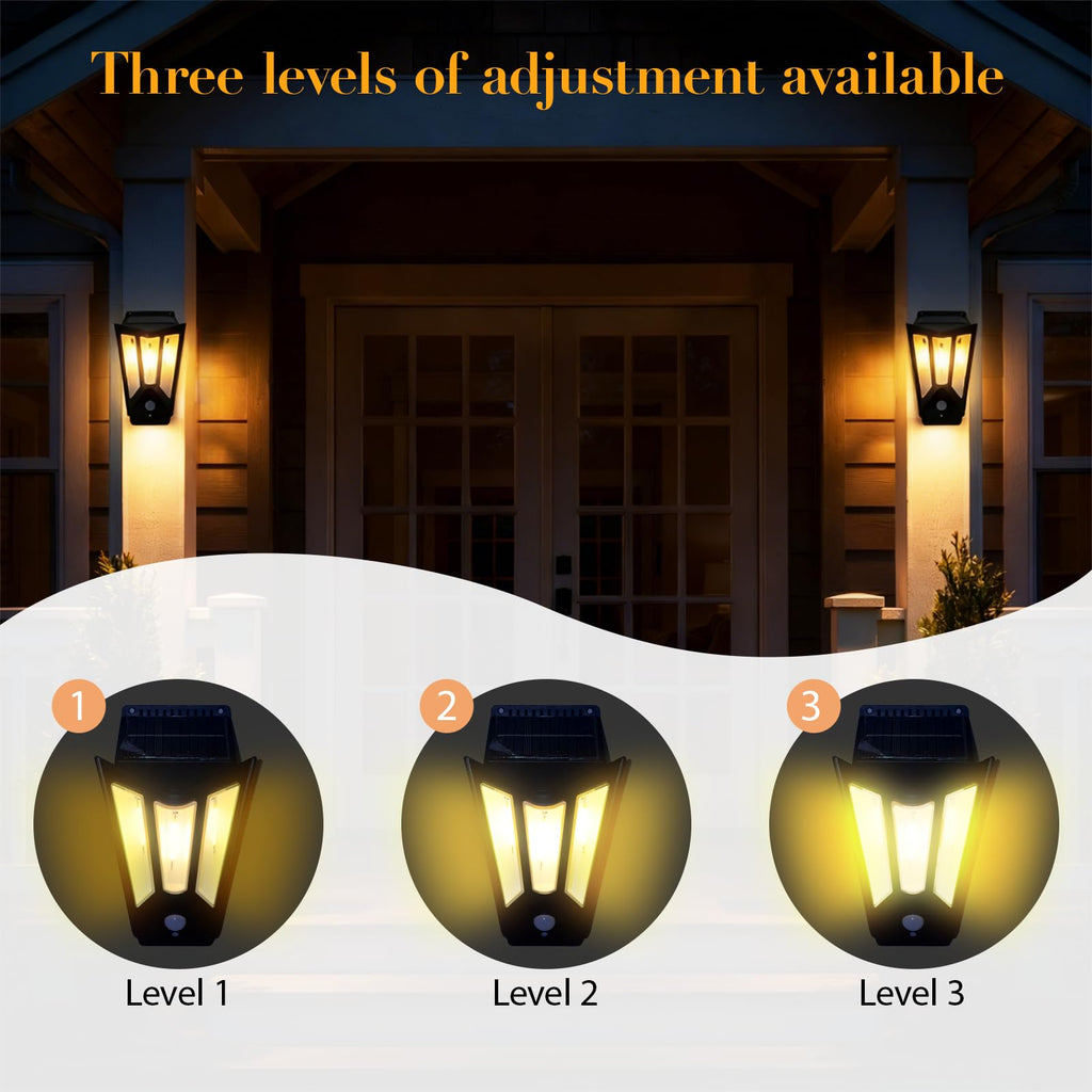 Solar Wall Lights Outdoor, Motion Sensor Dusk to Dawn Filament Wall Light