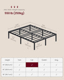 VASAGLE Full Metal Bed Frame 14 Inches Tall, 1100 lb Weight Capacity, No Box Spring Needed, with Under-Bed Storage