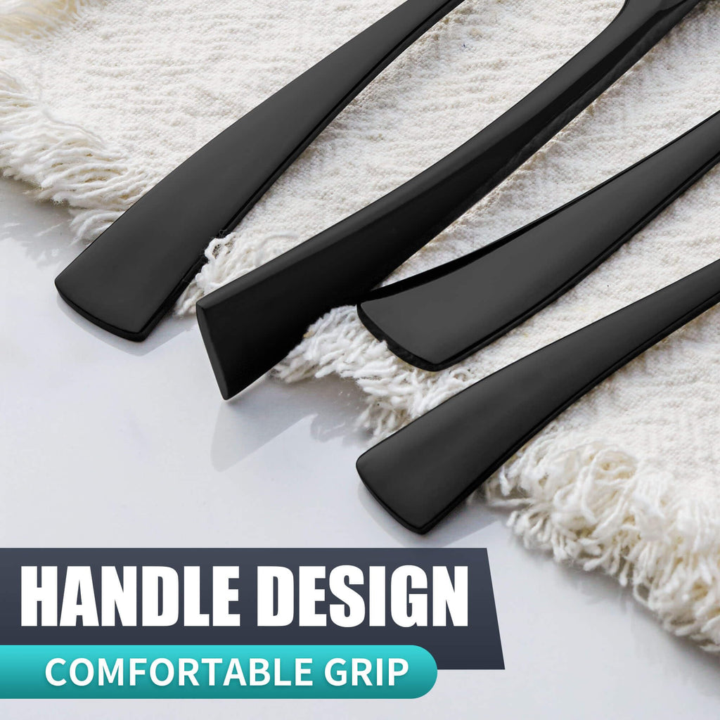 20 Pieces Black Silverware Set Service for 4, Modern 18/10 Stainless Steel Flatware Cutlery Set, Utensil Set Restaurant