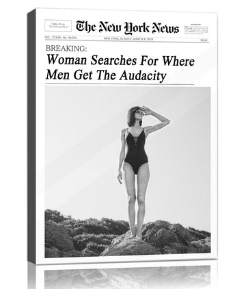 Trendy NewsPaper Wall, 20x24in Canvas Wall, Wood Frame Wrapped Canvas, Retro Vintage New York Magazine Headline