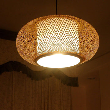 Bamboo Pendant Light 16" Dining room light fixture japanese lantern Kitchen