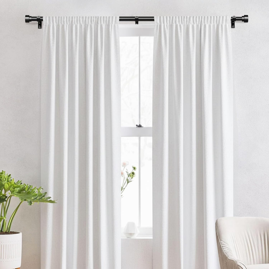 Heavy Duty Curtain Rods for Windows,1 Inch Adjustable Black Curtain Rod with Easy Installation and