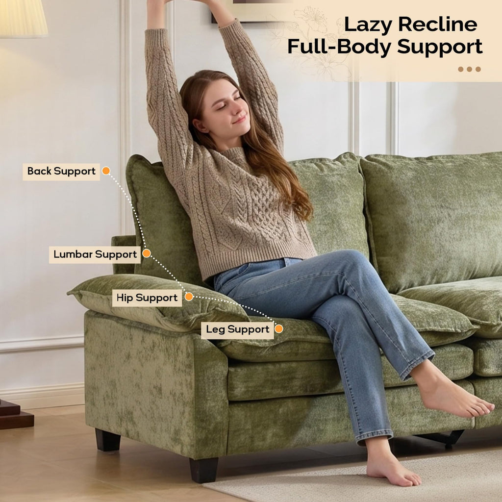 122" Cloud Double-Layer Deep Convertible Sectional Sofa, Comfy L-Shape 3-Seat Couches, Modern Couch with Movable