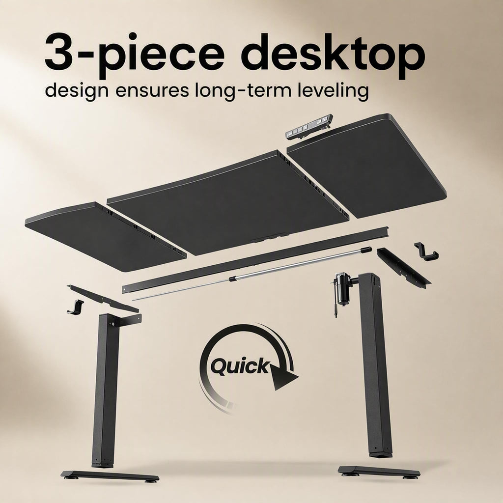 63x32 Electric Standing Desk, Curved Black Desktop