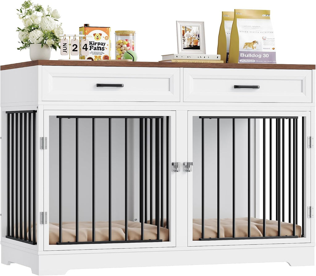 Dog Crate Furniture Wooden Dog Kennels for Dogs Indoor with a Removable Divider for Small Dogs, 2