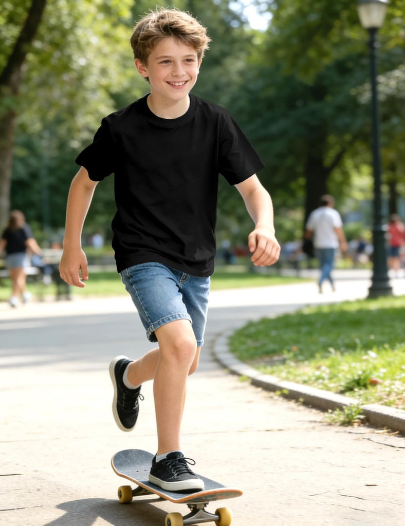 4 Pack Boys Shirts Short Sleeve Cotton T-Shirts Kids Plain Basic Top