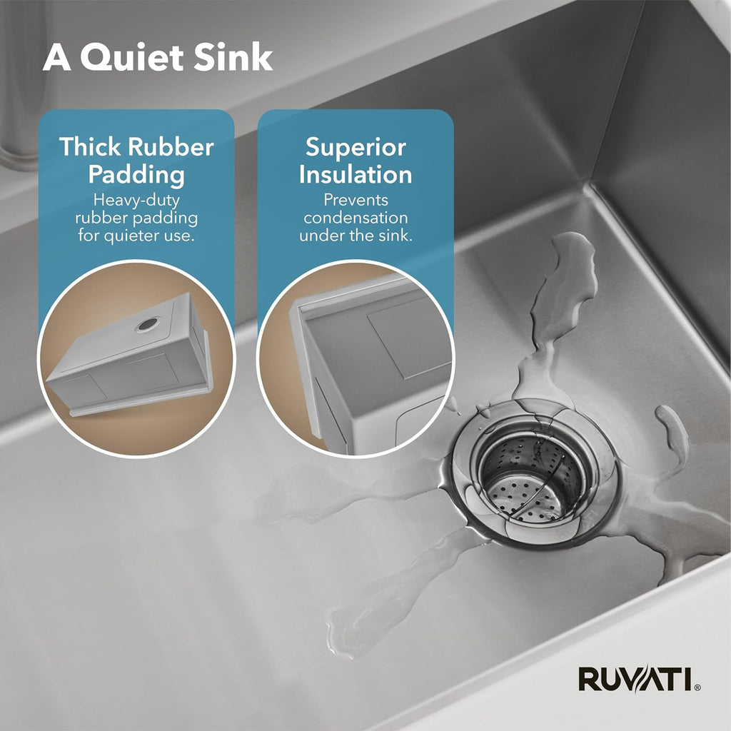 32-in Reversible Offset-Drain Undermount Kitchen Sink - RVH7490