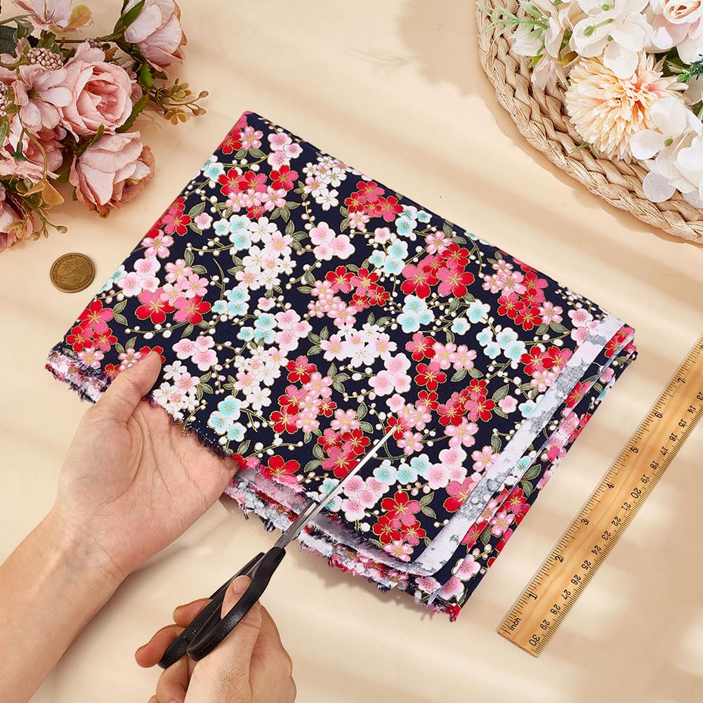 1.1 Yards x 58.3 Inch Black Japanese Cotton Fabric, Japanese Sakura Floral Printed Fabrics, Cherry Blossom Cotton DIY