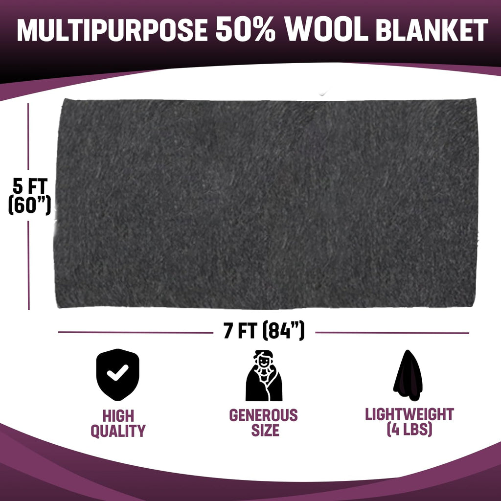 Wool Blanket 60 x 84 Inch Fire Retardant Military Survival Camping