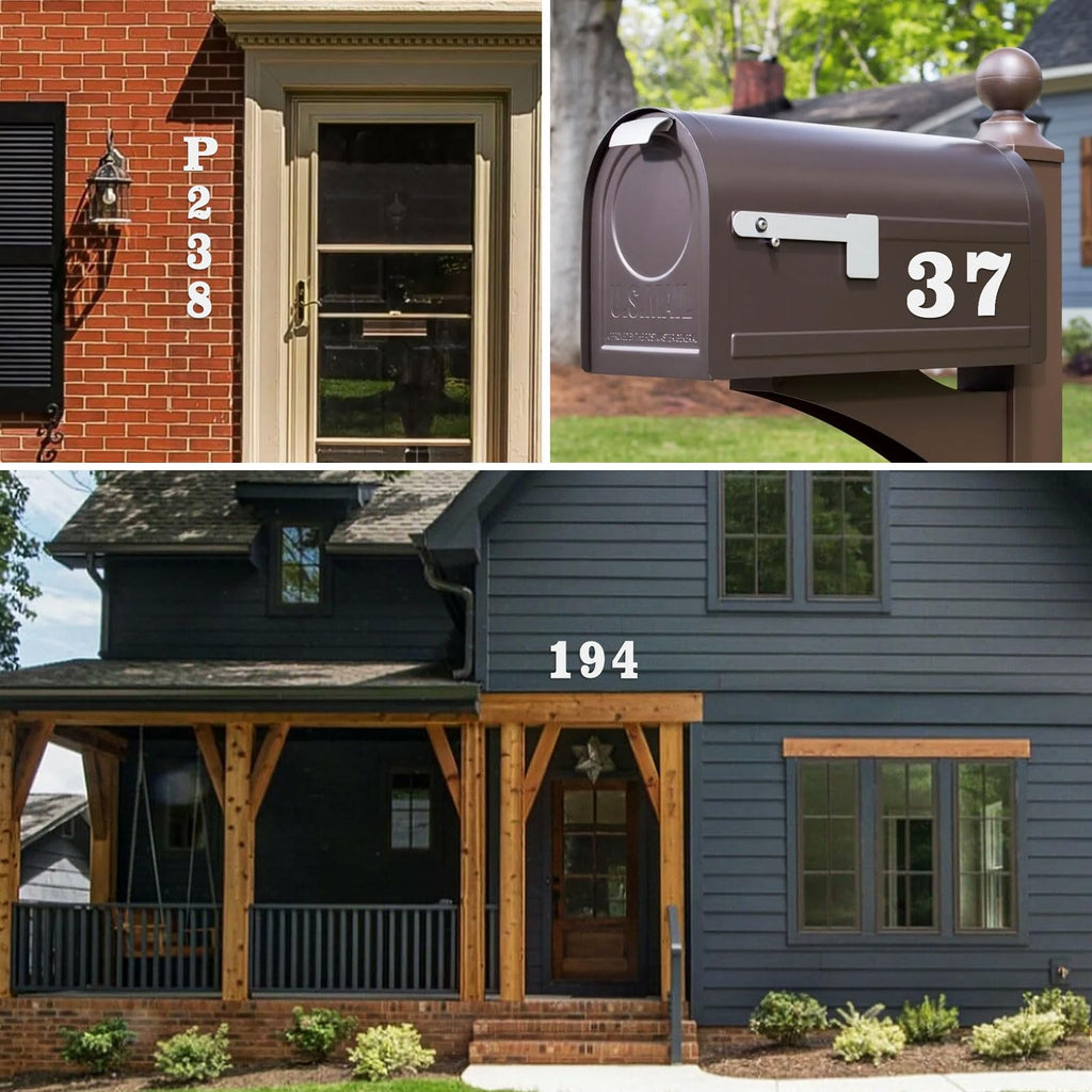 16 Inch White Metal House Numbers and Letters, Garden Door Mailbox Decor Numbers With Nail Kit, Modern Address House