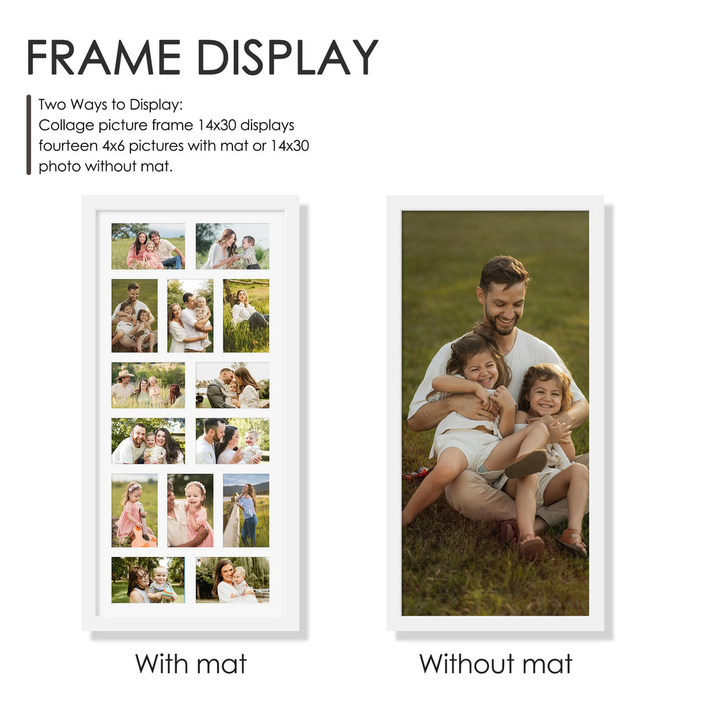 14x30 Collage Frame For 14 4x6 Photos White