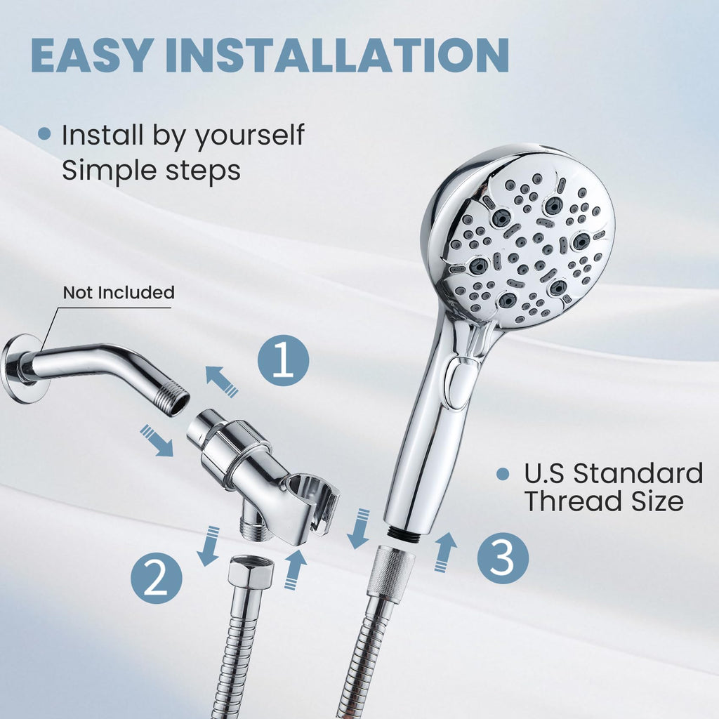 Hand Held Shower Head with ON OFF Switch, 7 Mode&Extra Long Hose