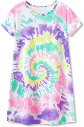Girls Summer Short Sleeve Nightgown Soft Nightdress Pajama