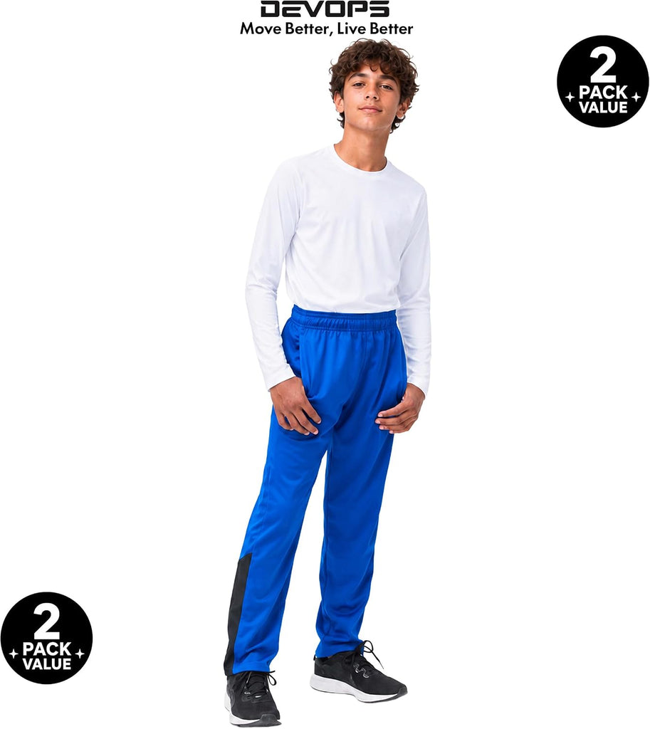 2 Pack Boys Athletic Pants Lightweight Active Track Pants with Pockets
