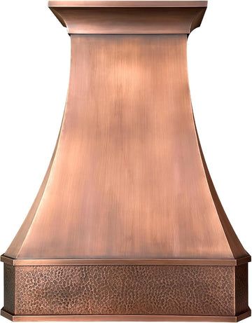 36 Inch Copper Island Mount Range Hood 610 CFM LED Lights Dishwasher-Safe Baffle Filters