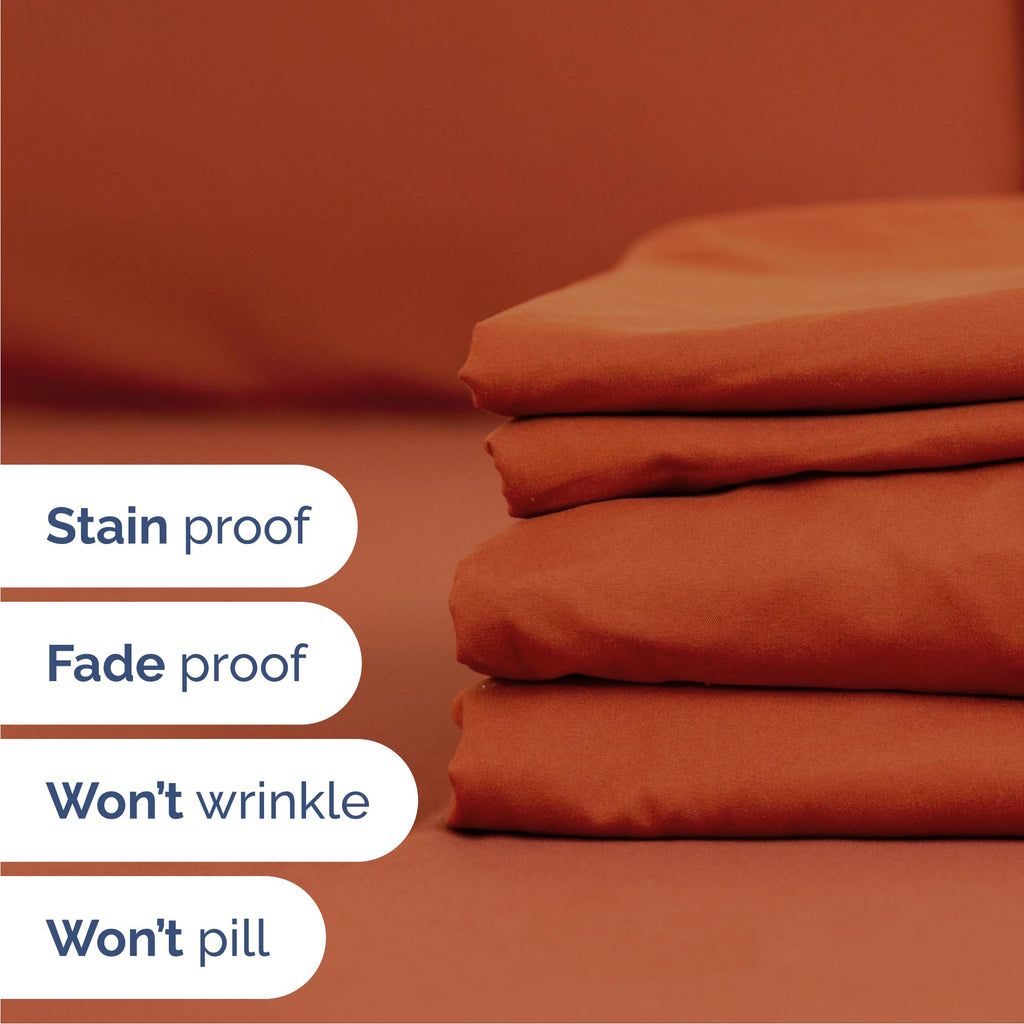 CGK Queen 6pc Bed Sheet Set - Breathable & Cooling - Terracotta