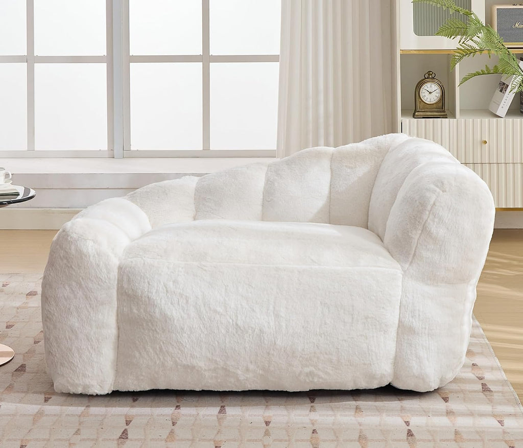 Dog Sofa Couch for Large Medium Dogs up to 130 Lbs, Memory Foam Pets Sofa with Faux Fur Fabric Beige