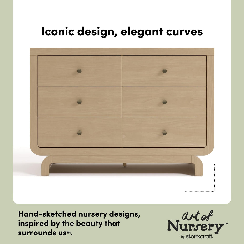 Santorini 6 Drawer Double Dresser, Driftwood