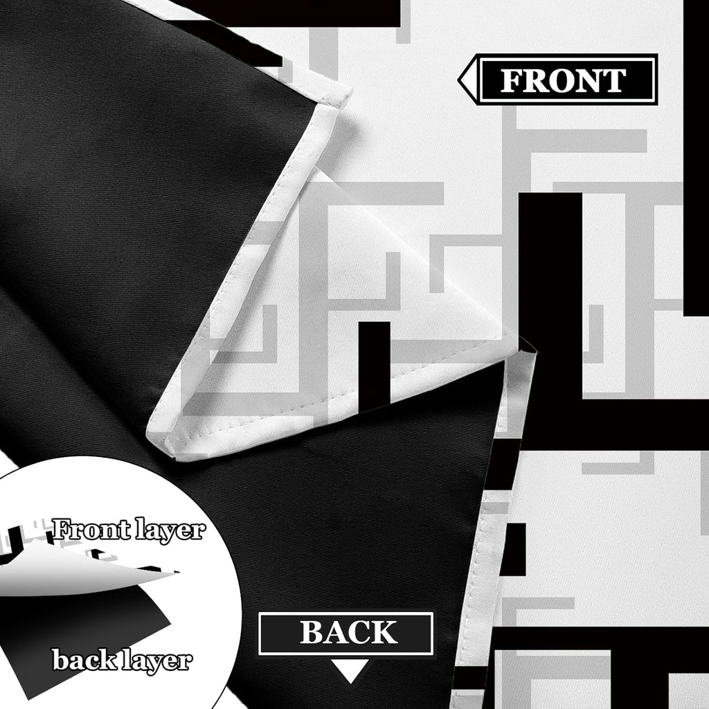 Modern Blackout Curtains for Bedroom Living Room 2 Panels 100% Blackout Black and White Pattern Curtains Abstract