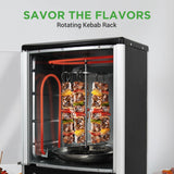 Vertical Countertop Oven with Rotisserie, Bake, Broil, & Kebab Rack Functions - Adjustable Settings - 2 Shelves