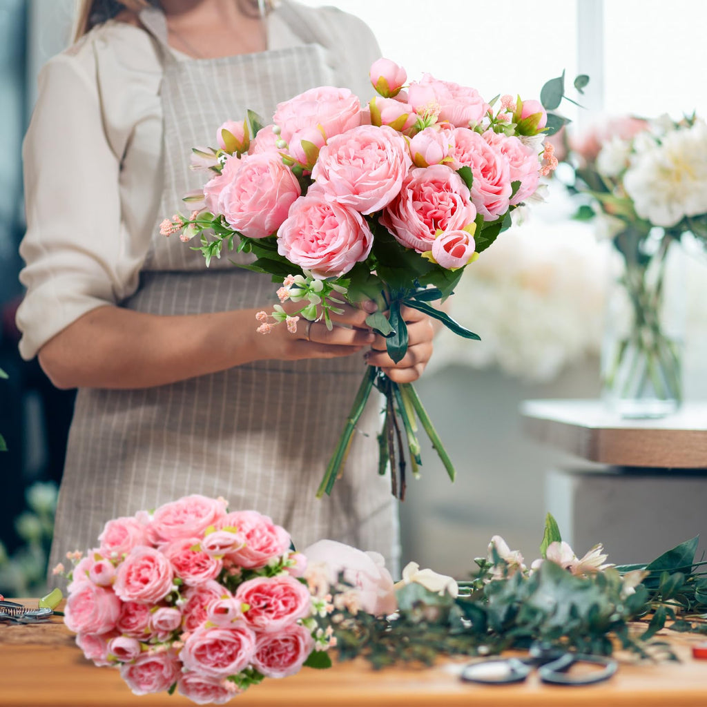 8 Bundles Artificial Peonies Flowers, Pink
