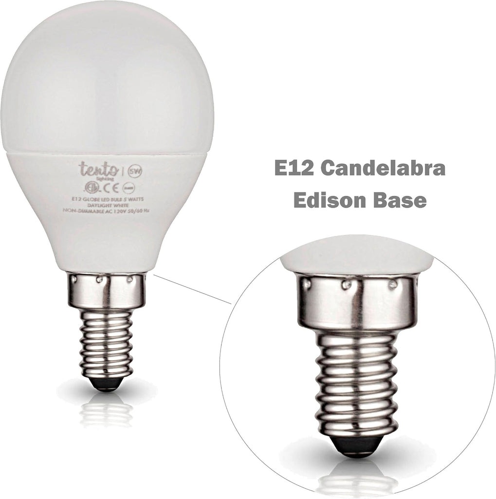 E12 LED Bulbs 5w Soft White Small Candelabra Edison Base Globe Shaped Energy Saving Ceiling Fan LED Light Bulbs, Warm