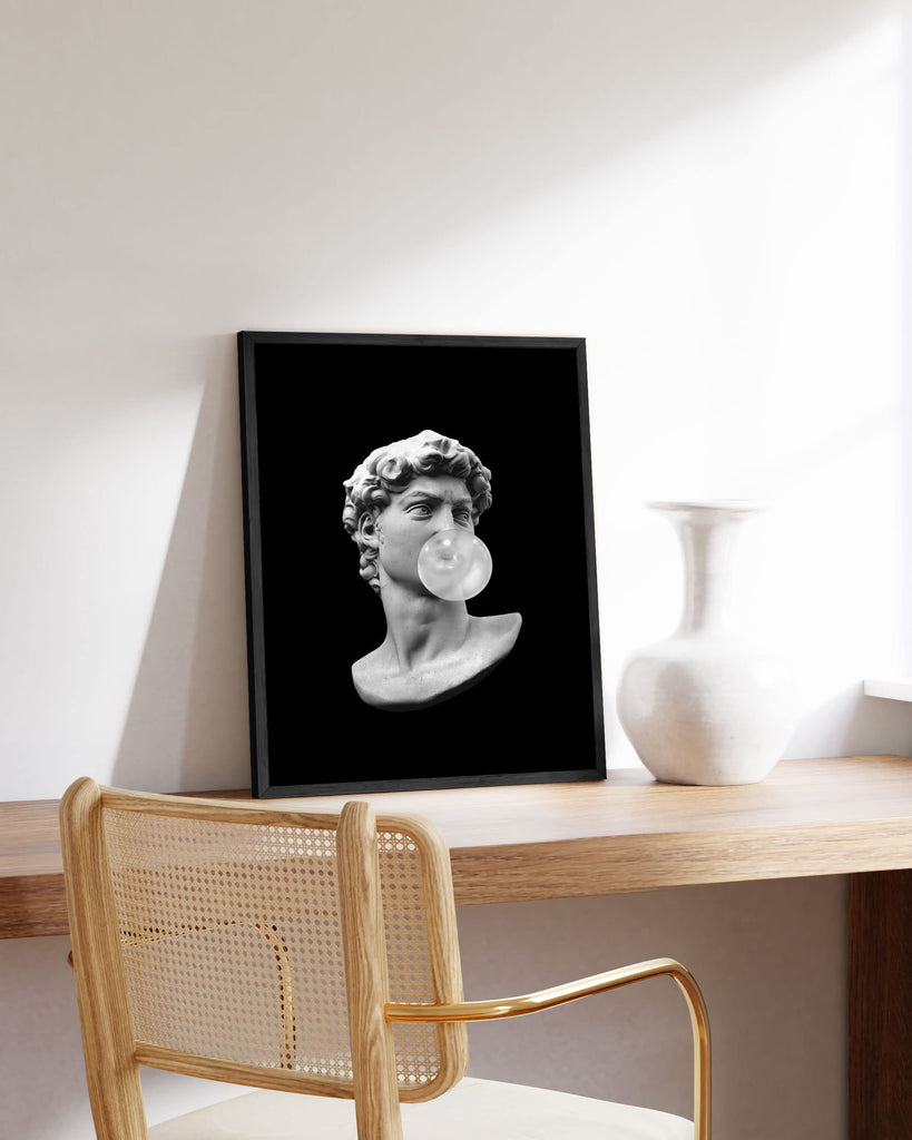 Black Michelangelo Gum Poster - Stylish Aesthetic Wall Art, Bold Dark Decor, or Office, Perfect Modern and Edgy