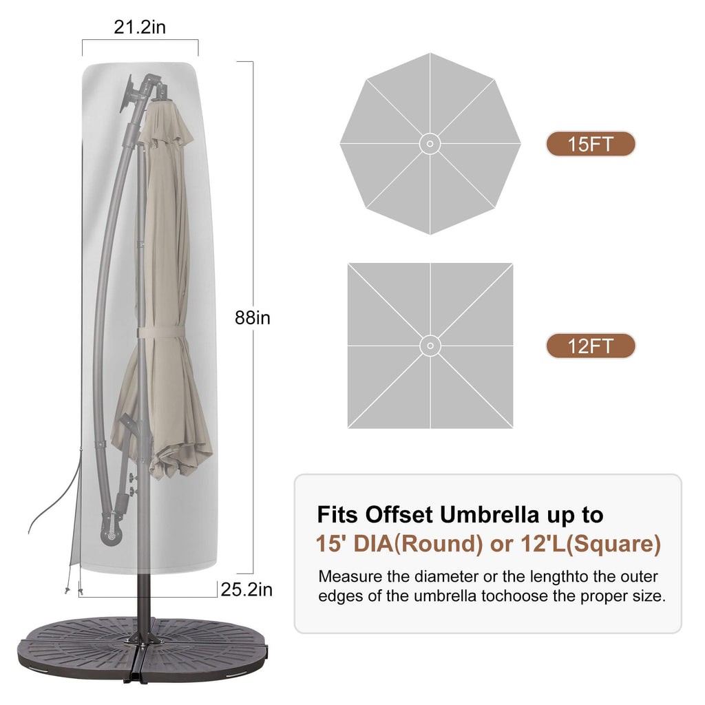 Cantilever - Waterproof Oxford Offset Market with Folding Rod for 7ft - 12ft Square Umbrellas (Beige)
