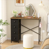 Small Computer Desk with 4 Fabric Drawers, 36 Inch Reversible Writing Desk Bedroom