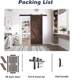 36in x 84in Brown Barn Door with 6.6ft (79inch) Barn Door Hardware Track Kit and Handle Included, Do