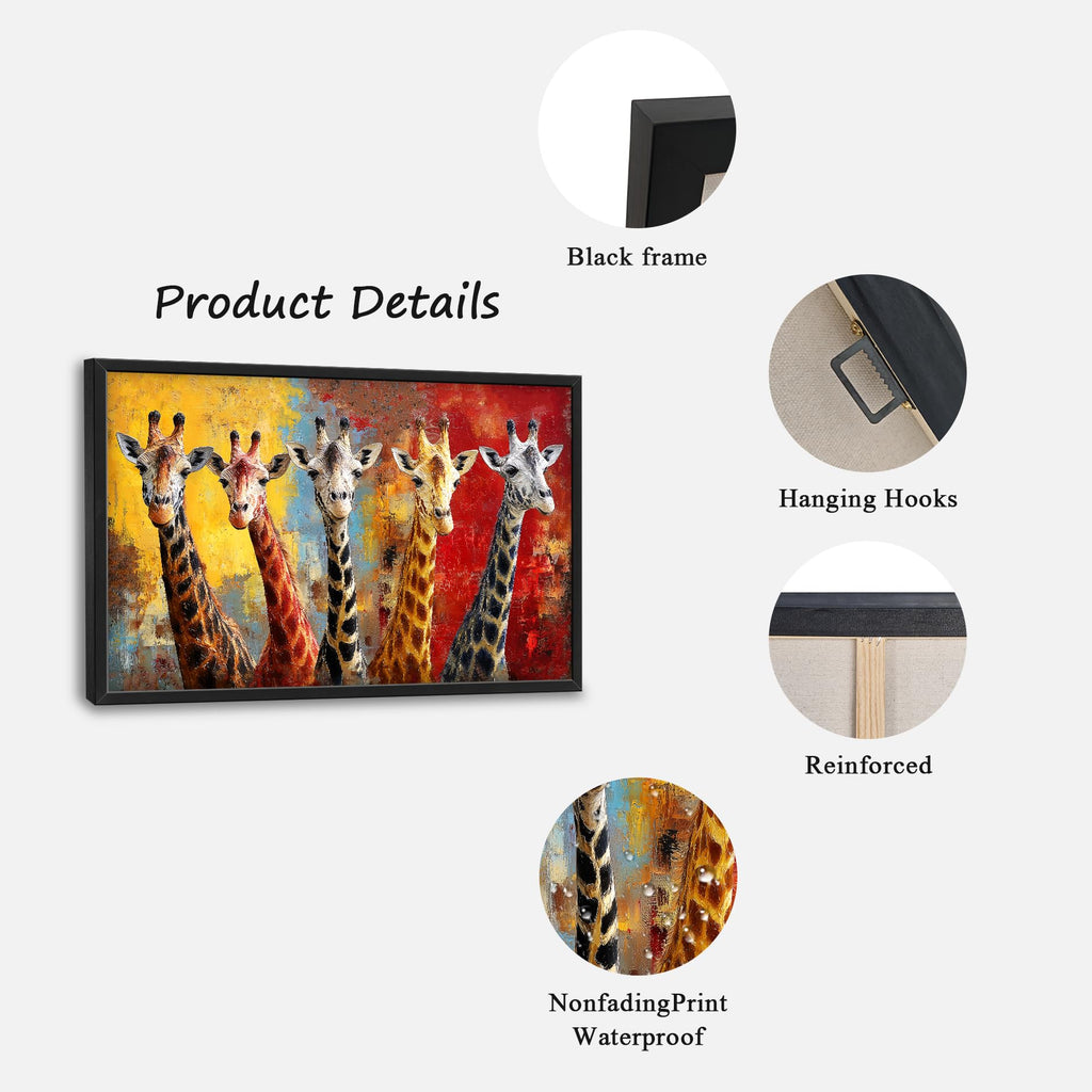 Large Wall Art Giraffe Canvas Wall Decor Funny Animal Pictures African Wildlife Paintings Prints Big Textured Artwork