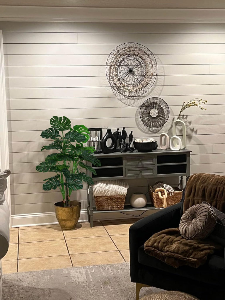 54'' Tall Large Artificial Monstera Deliciosa Plants, 4.5 Feet Faux Swiss Cheese Floor Plants Fake Tropical Silk Tree