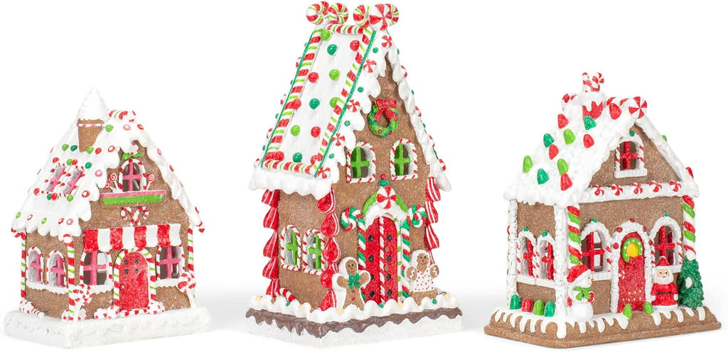 Feldstein Red Gingerbread Village Porcelain Tea Light, 8
